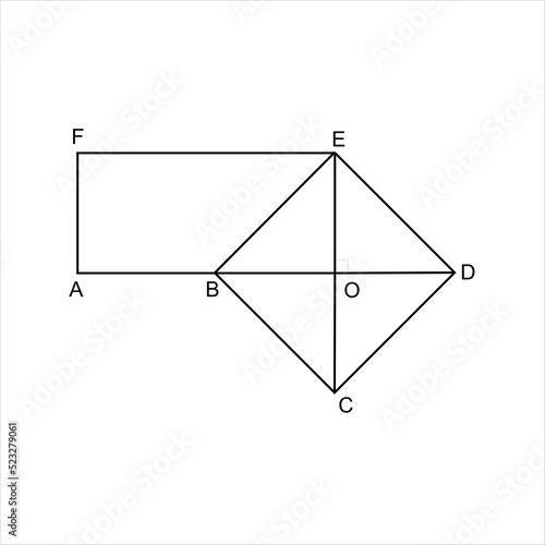 Illustration of a combination of two intersecting flat shapes. Merged rectangle with rhombus. Complementary images of intermediate level math problems. Editable vectors. EPS10