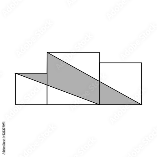 Three squares of different sizes form a shape. The illustration determines the area of ​​the shaded area. Math problems. junior high school. senior high school. Math Olympiad