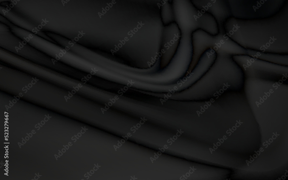 Obraz premium Realistic black silk fabric. background from folds of fabric. black silk drapery background.