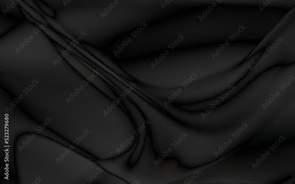 Obraz premium Realistic black silk fabric. background from folds of fabric. black silk drapery background.