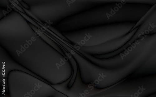 Realistic black silk fabric. background from folds of fabric. black silk drapery background.