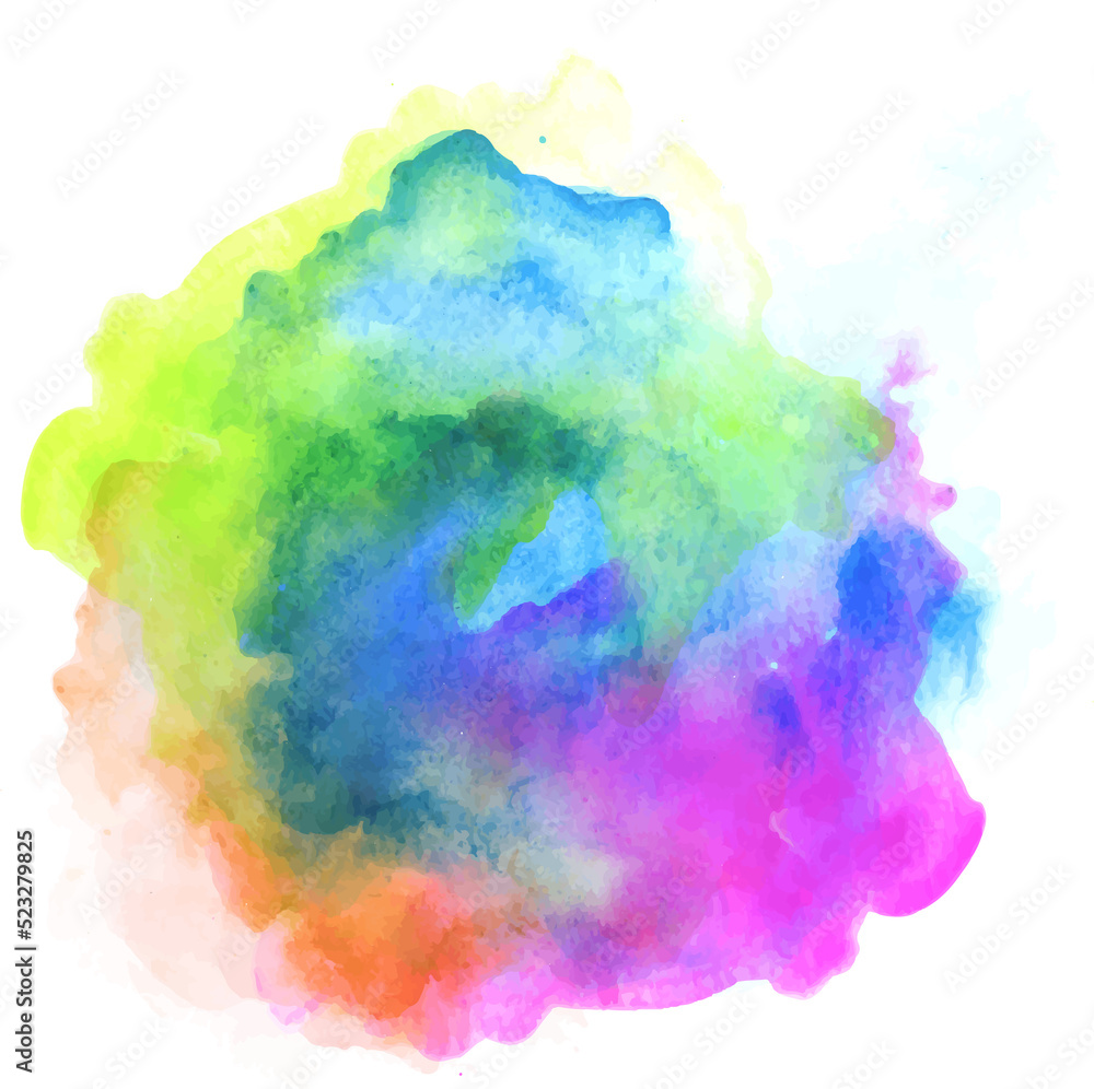 Rainbow colors watercolor paint stains 