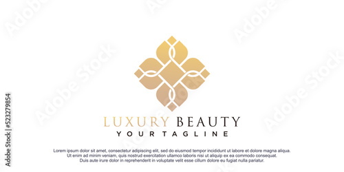 Beauty logo with leaf concept premium vector