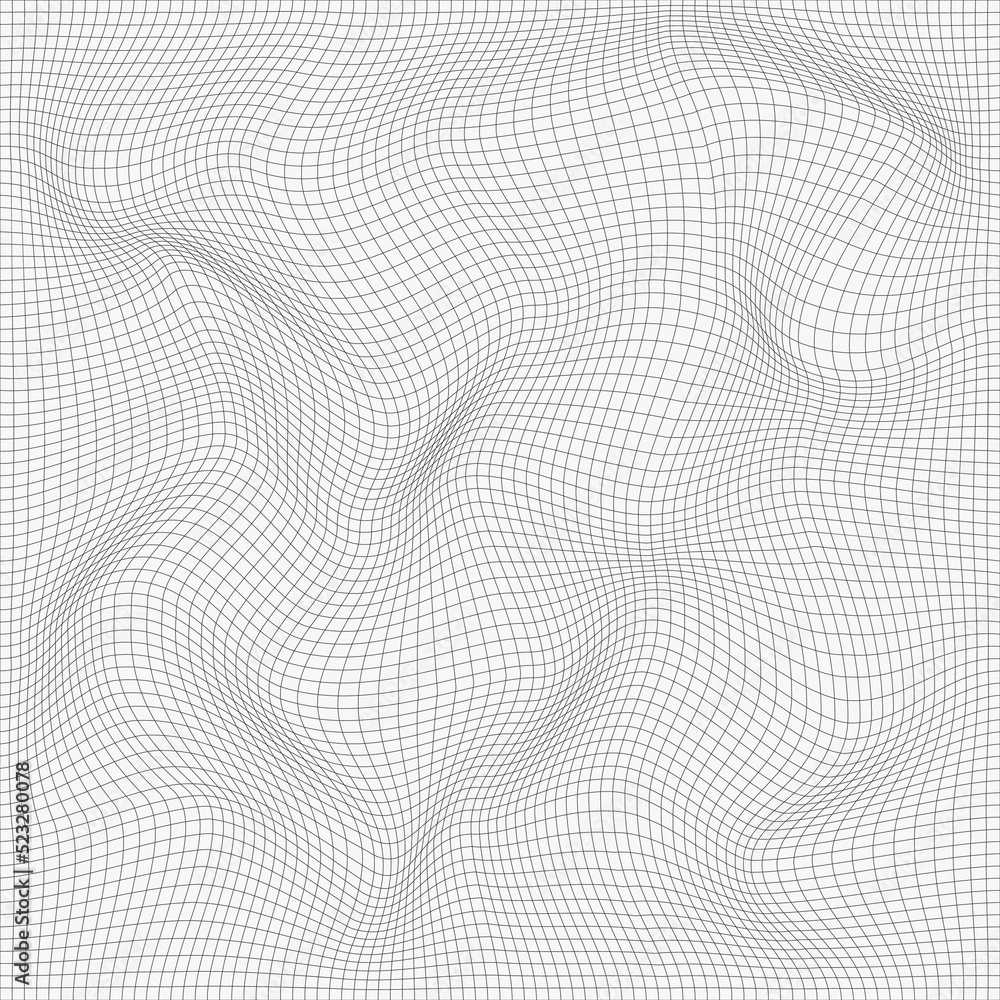 Distorted Cage Pattern Vector Relief black and white cage background with optical illusion of ...