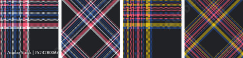 Plaid seamless vector pattern set.