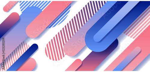 Abstract blue and pink geometric rounded line diagonal dynamic overlapping background.