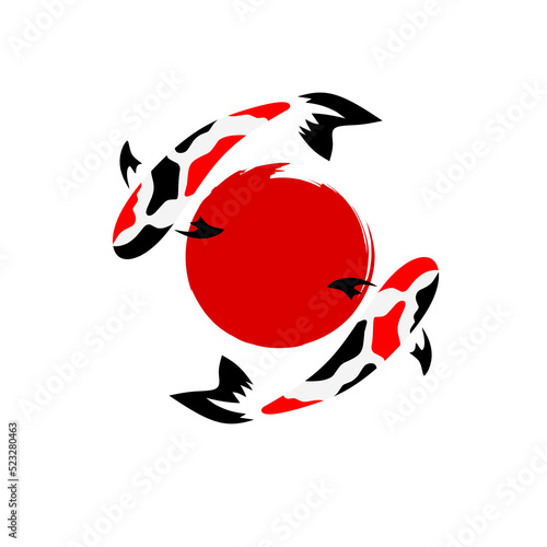 Illustration vector graphic of logo template two fish koi shape circle from Japan