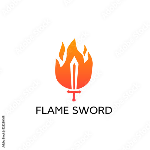 Illustration vector graphic of logo template flame sword perfect for concept design