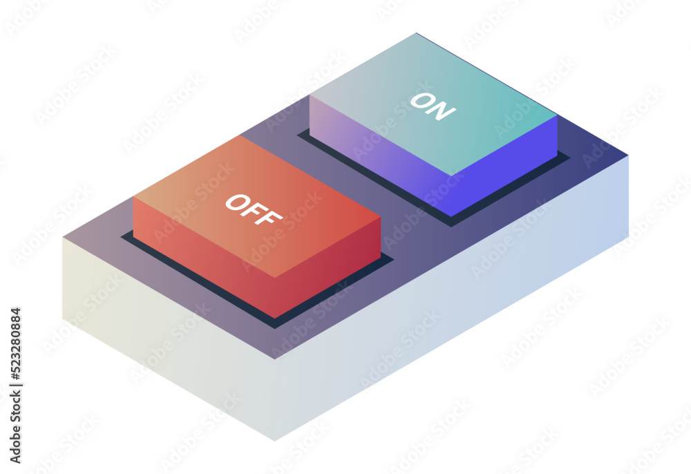 Turn on or off buttons, appliance or device gadget Turn on or off buttons, appliance or device gadget