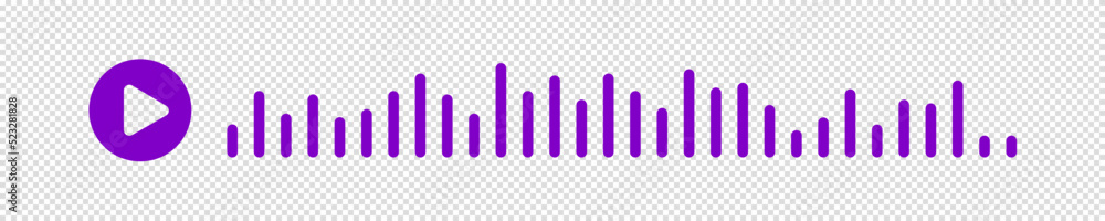 Pink or purple sound wave of the equalizer isolated on transparent background. Vector clipart Illustration. Concept play audio message in social network on mobile app or web site. Pink or purple sound wave of the equalizer isolated on transparent background. Vector clipart Illustration. Concept play audio message in social network on mobile app or web site.