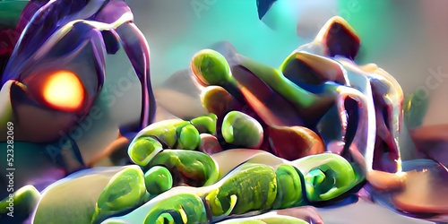 Bacteria Lactobacillus, lactic acid bacteria which are part of normal flora of human intestine and are used as probiotics and in yoghurt production, illustration photo
