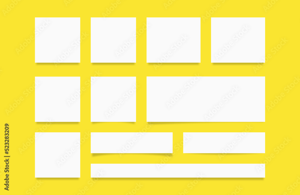 mockup of white sheets of paper of different shapes with a shadow on a yellow background mockup of white sheets of paper of different shapes with a shadow on a yellow background