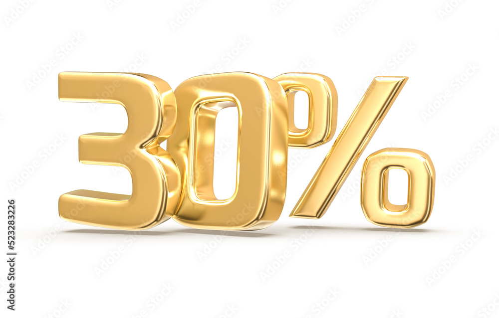 Golden number 30 3d render Golden number 30 3d render
