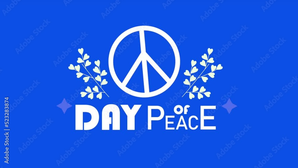 international day of peace lettering with symbol