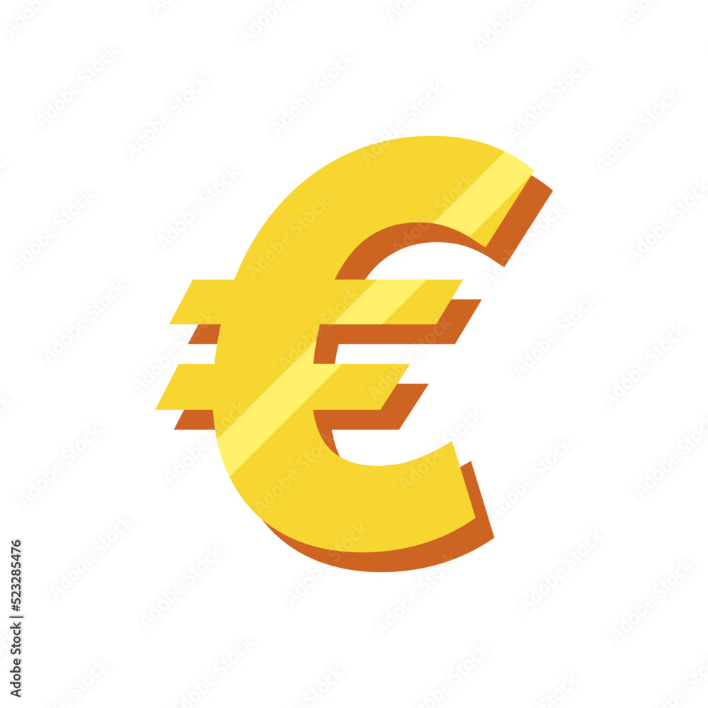 Fototapeta premium Euro gold symbol flat design illustration. Euro icon simple isolated on white 