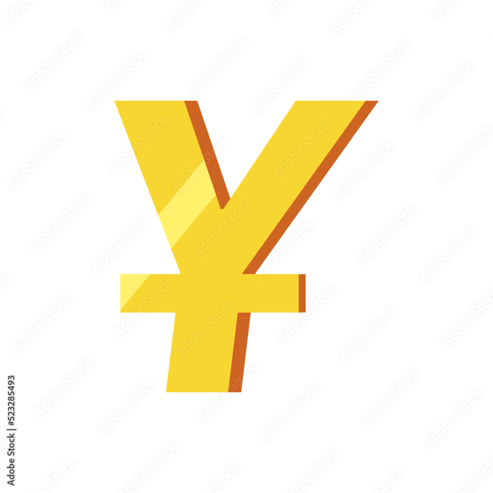 Yen or yuan symbol gold isolated on white flat design CNY JPY vector symbol Yen or yuan symbol gold isolated on white flat design CNY JPY vector symbol