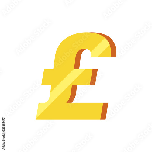 Vector of design flat icon, Gold pound sterling symbol on isolated white background