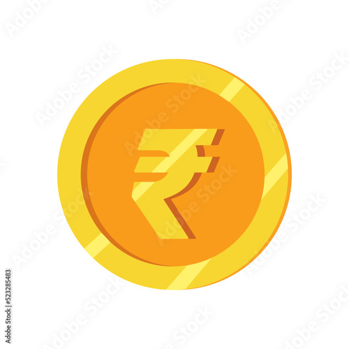 Vector Indian Rupee Gold Coin Icon. Indian money