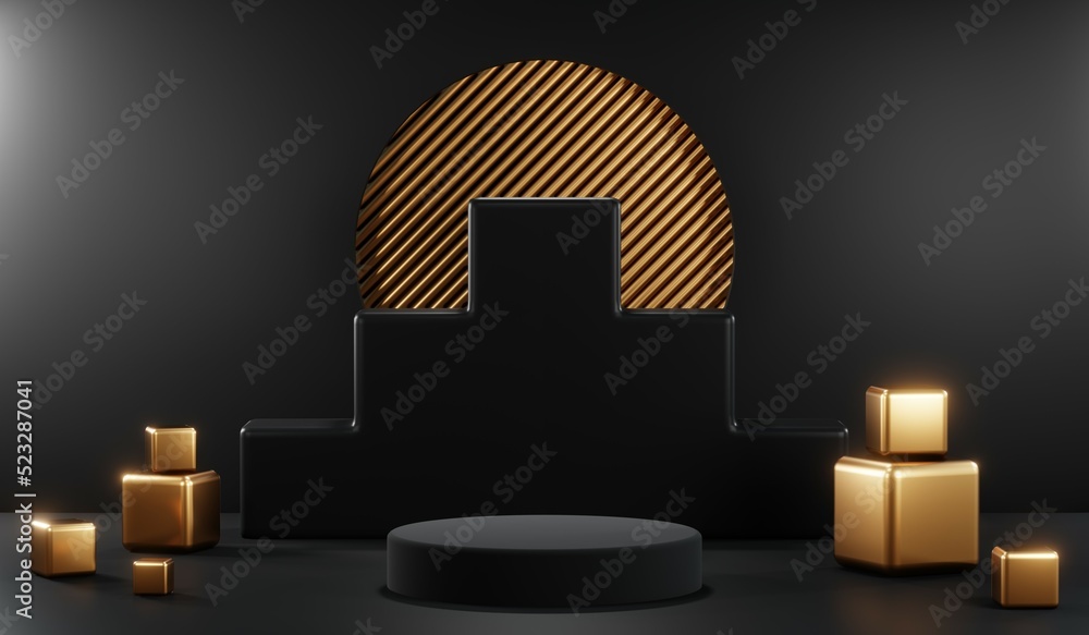 custom made wallpaper toronto digital3D rendering of blank product background for cream cosmetics Modern black podium background