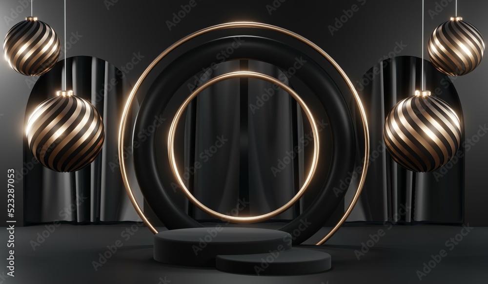 3D rendering of blank product background for cream cosmetics Modern black podium background 3D rendering of blank product background for cream cosmetics Modern black podium background