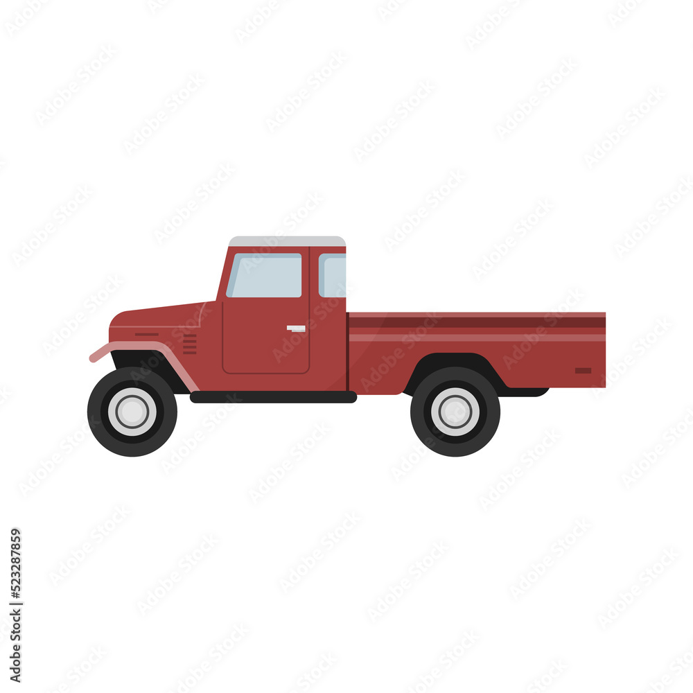 Vintage pickup truck. Pickup truck illustration.