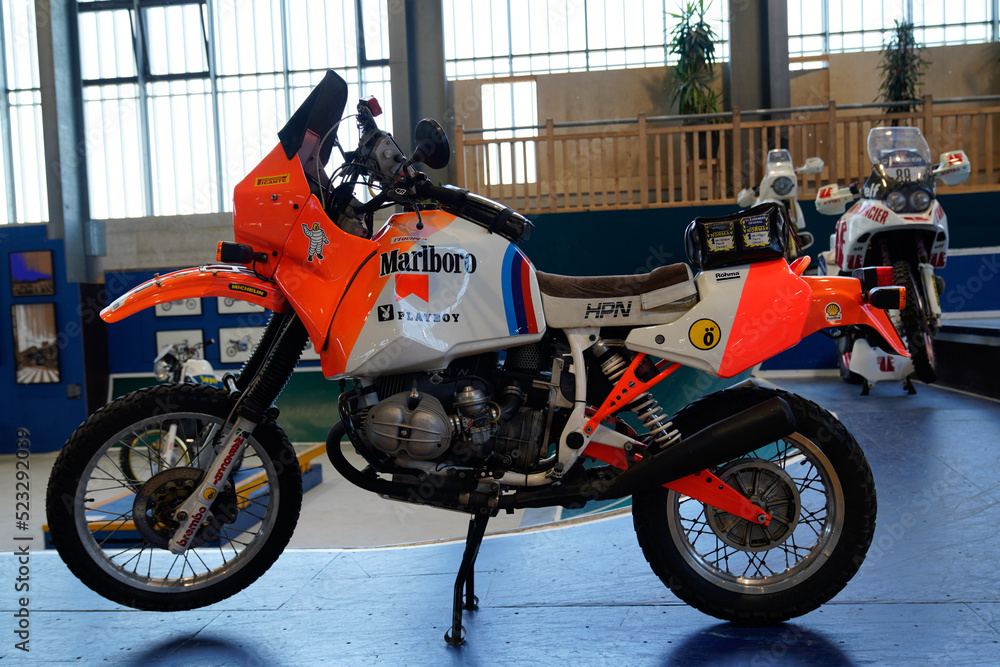 BMW gs Paris Dakar racing motorcycle with sponsor playboy marlboro ...