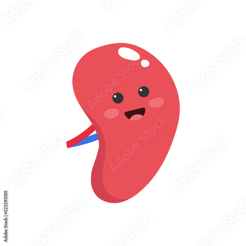 Cute cartoon spleen. Spleen illustration. photo