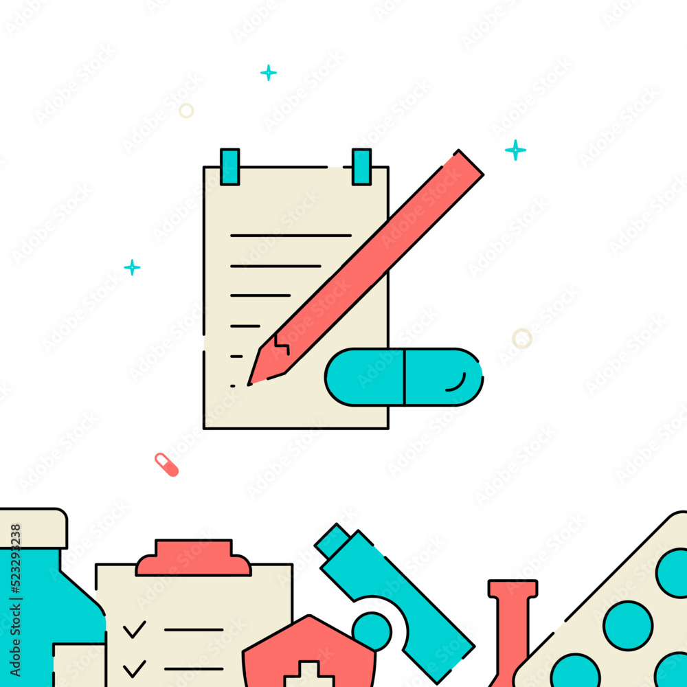 Writing the recipe filled line vector icon, simple illustration, related bottom border. Writing the recipe filled line vector icon, simple illustration, related bottom border.