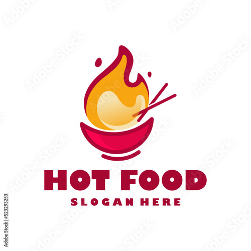 asian hot food logo design template illustration