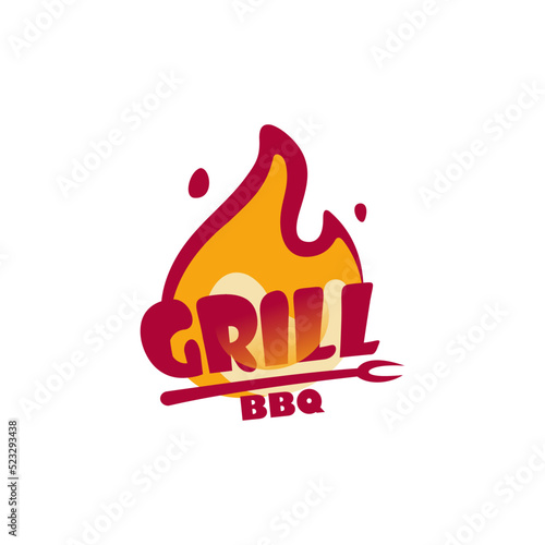 grill bbq logo design template illustration