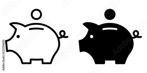 ofvs89 OutlineFilledVectorSign ofvs - piggy bank icon . isolated transparent . piggybank sign . money box silhouette . deposit concept . black outline and filled version . AI 10 / EPS 10 . g11399