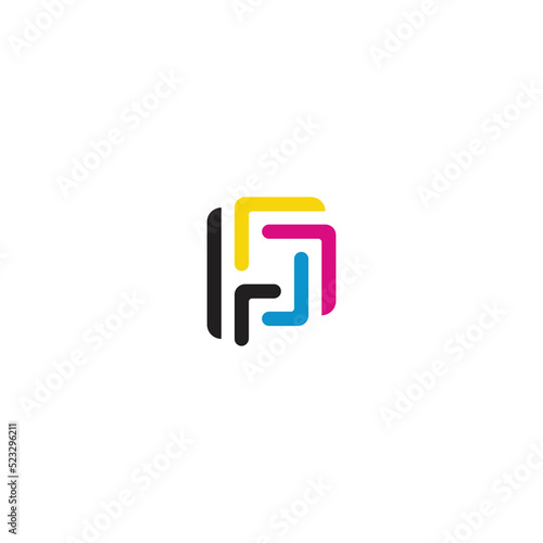 Letter P Printing Logo Vector Template