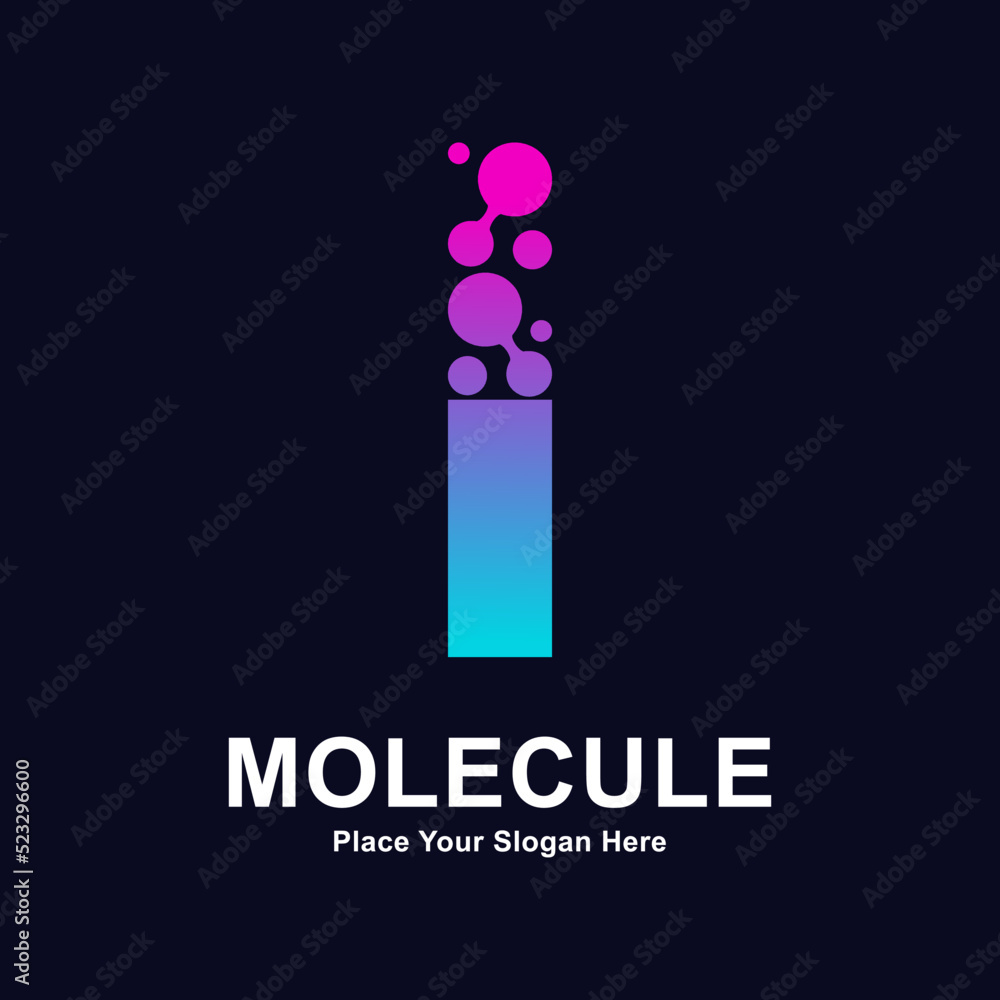 Letter I molecule dots logo vector template. Suitable for business, initial, Medicine, science, technology, laboratory, electronics Letter I molecule dots logo vector template. Suitable for business, initial, Medicine, science, technology, laboratory, electronics