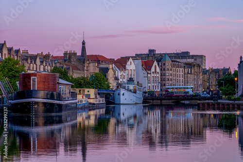 night view of leith by the river photo