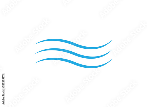 Wavy wave in round shape, red and blue feather logos.