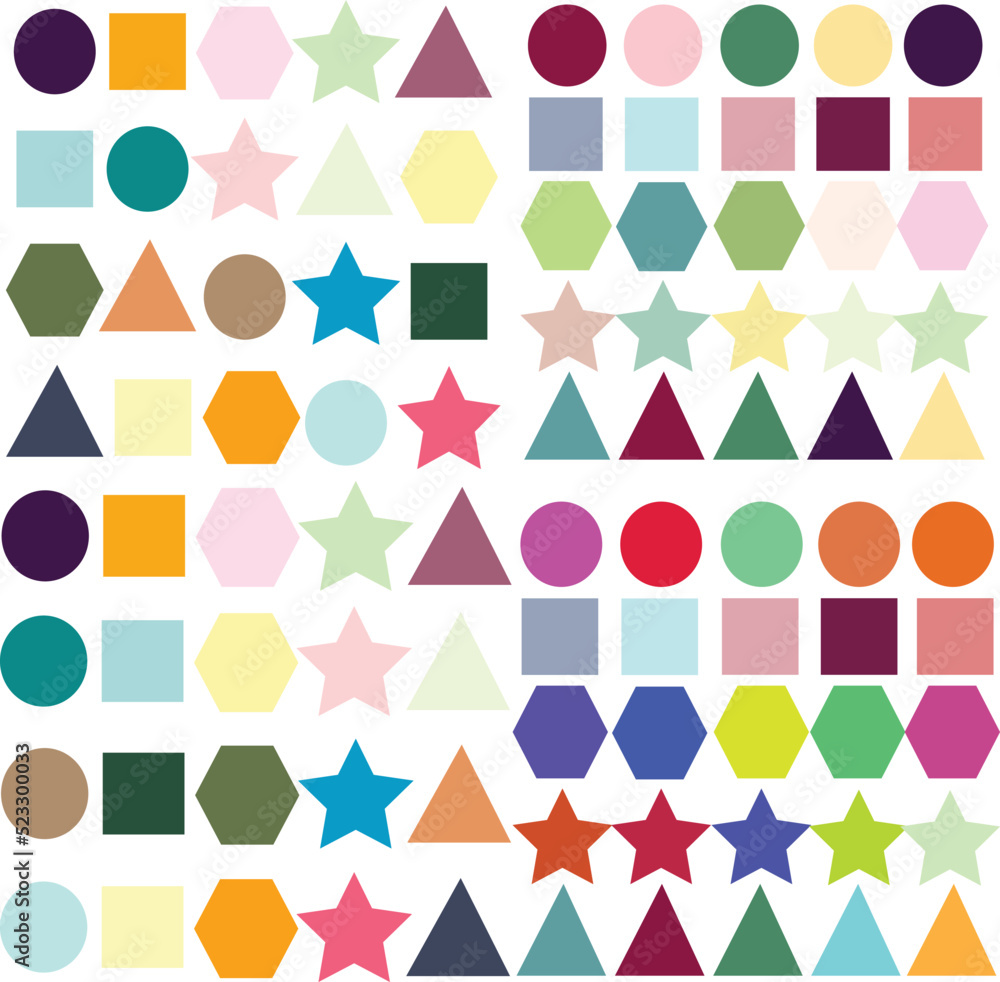 shape icons, star, rectangle and triangle icons and other shapes in a design. with a blend of soft color samples to make your design elegant