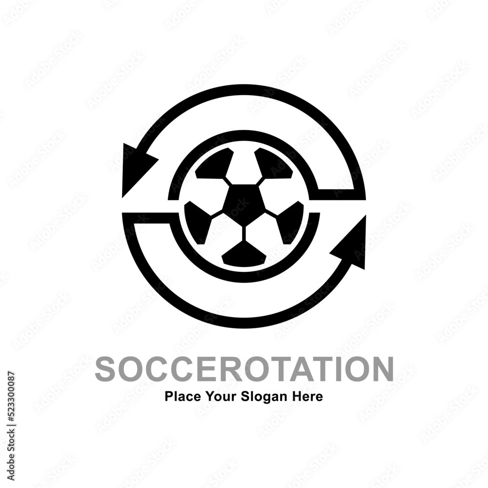 Football or soccer rotation player with arrow logo vector template Football or soccer rotation player with arrow logo vector template