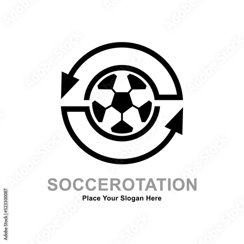 Football or soccer rotation player with  arrow logo vector template