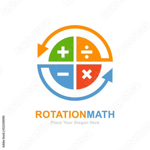 Rotation math with circle arrow vector logo template. Suitable for business, education, rotating symbol