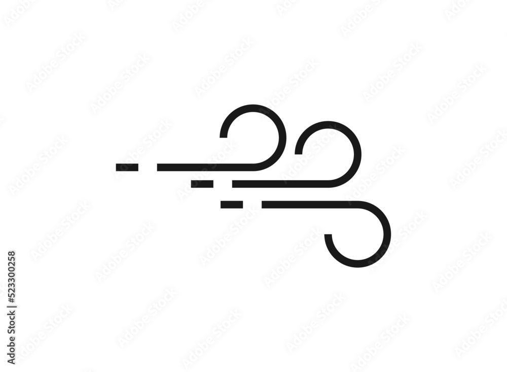 Wind or breeze icon for weather forecast application or widget. Two-tone version on black and white background. Wind or breeze icon for weather forecast application or widget. Two-tone version on black and white background.