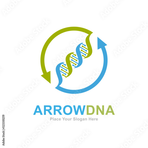 Arrow DNA logo vector template. Suitable for business, technology, biology and health