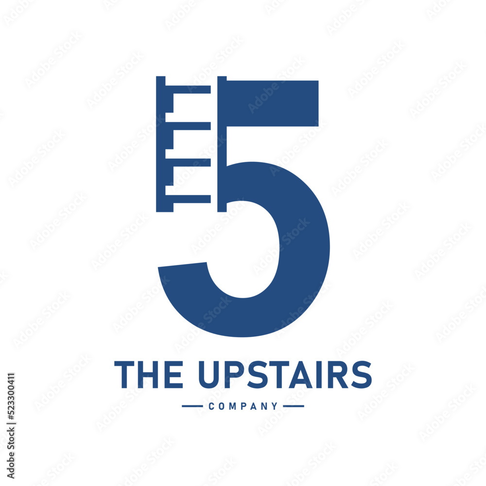 number 5 with ladder vector logo template. Suitable for business, web, corporate, building and art logotype number 5 with ladder vector logo template. Suitable for business, web, corporate, building and art logotype