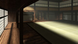3D Illustration of a Japanese Style Dojo with Sunlight Streaming In