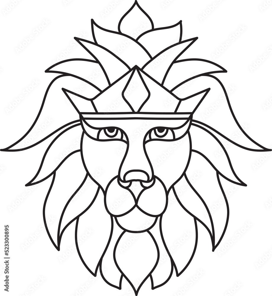 Hand drawn lion line art tattoo coloring page for kids Stock Vector ...