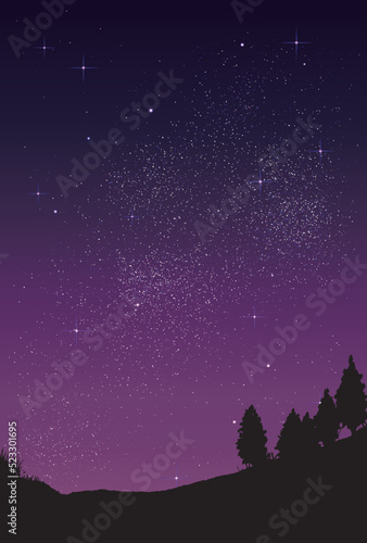 ベクター背景素材_夜空_山