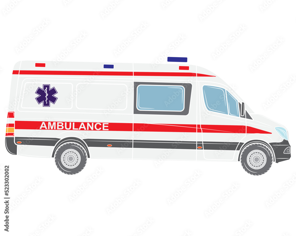 Ambulance car medical vehicle vector illustration isolated on white background