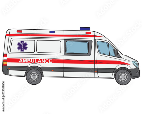 Ambulance car medical vehicle vector illustration isolated on white background