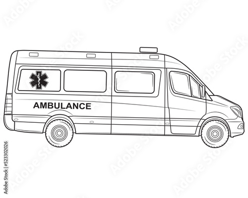 Ambulance car medical vehicle vector illustration isolated on white background