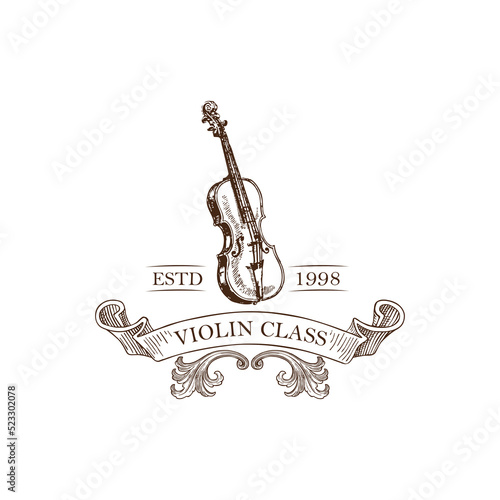 vintage logo violin vector template illustration