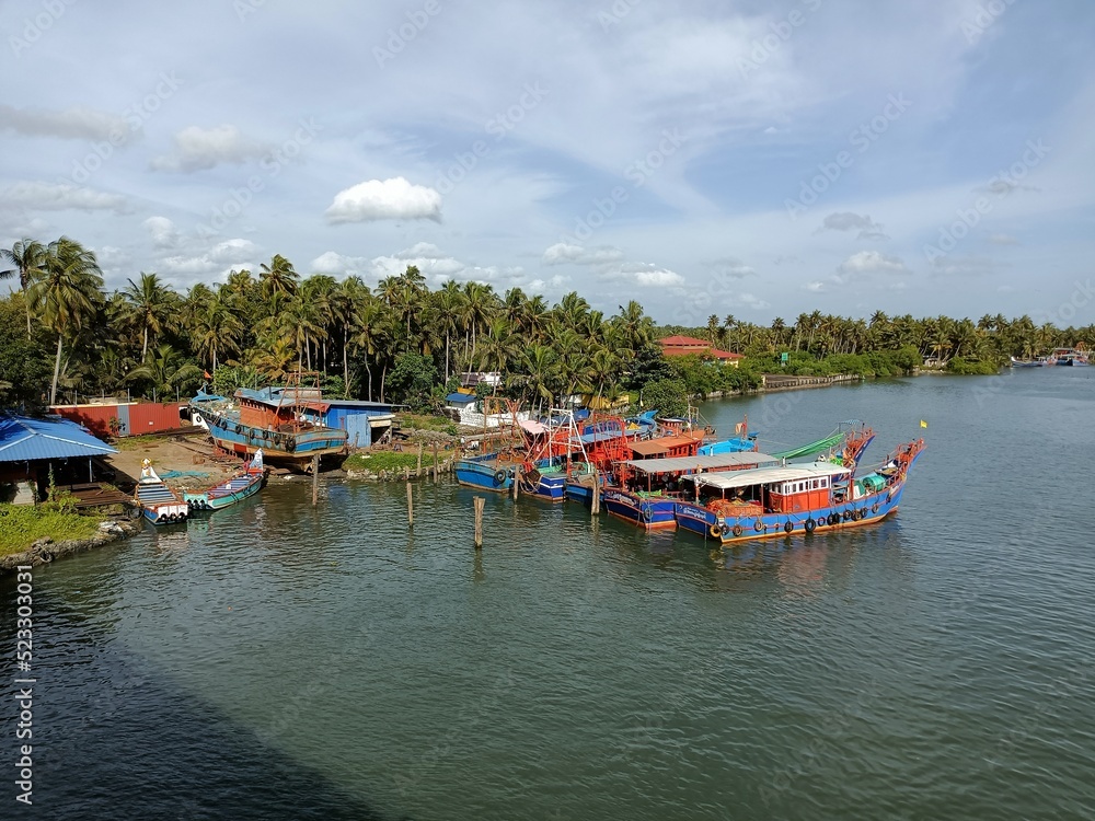Beautiful backwater scene in Kerala